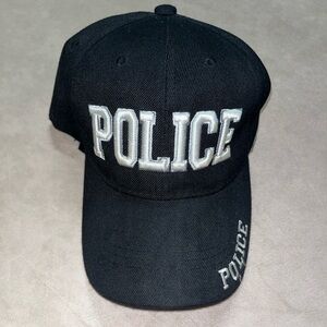 Y2K Black Police Cap With Embroidery